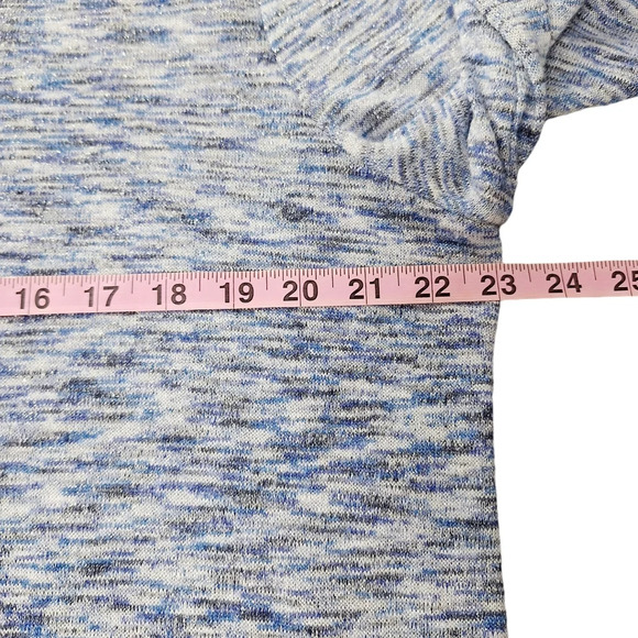 Chico's Sz 3/US‎ XL Blue Metallic Side Slit Pullover Top - Picture 10 of 13